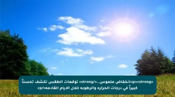 <p><strong>انخفاض ملموس..</strong> توقعات الطقس تكشف تحسناً كبيراً في درجات الحرارة والرطوبة خلال الأيام القادمة</p>